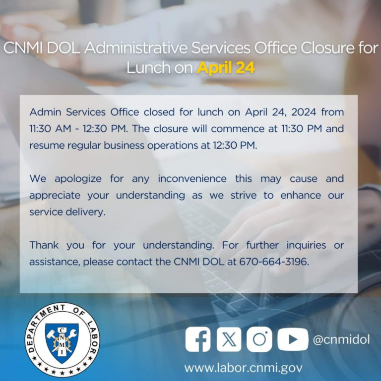 Administrative Services Office Closure for Lunch on April 24, 2024